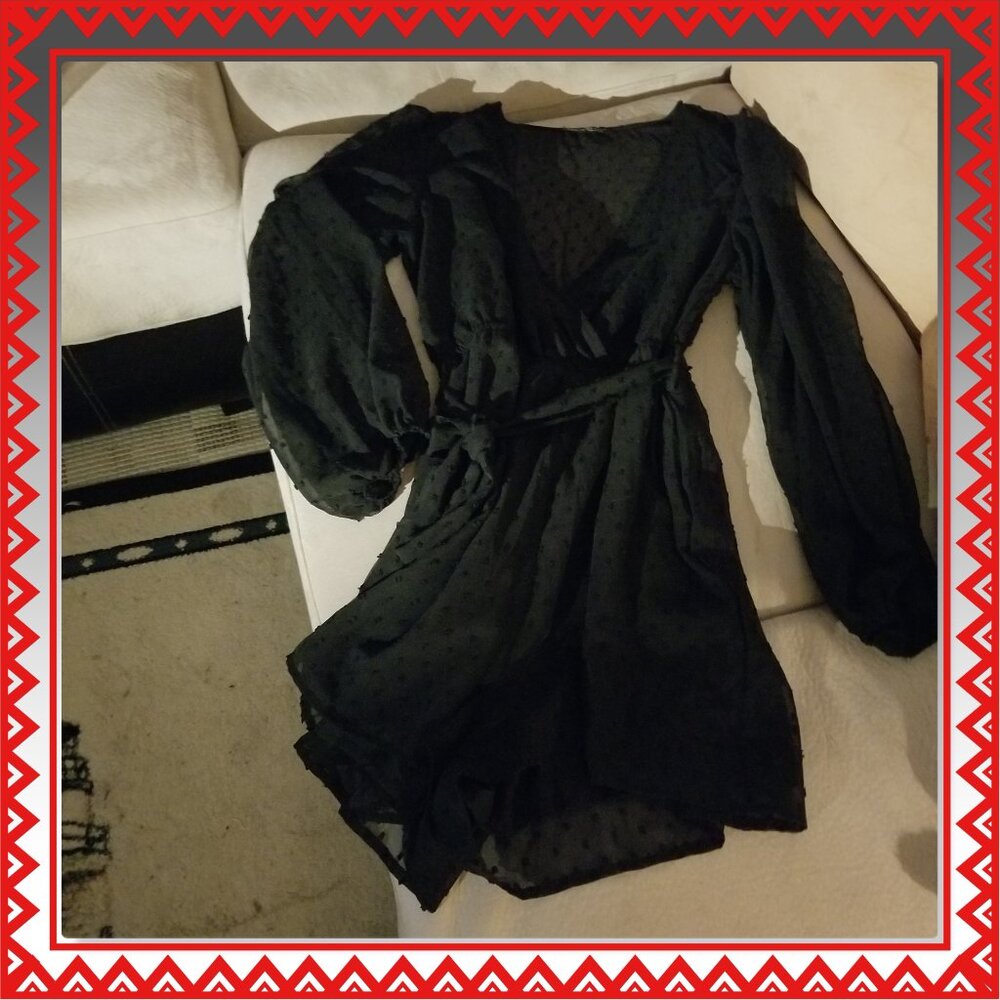 XL Shein Long Sleeve Black Sheer Romper